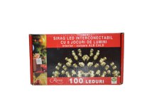 Instalatie de Craciun sirag luminos interconectabil cu 8 jocuri de lumini 100 LED-uri alb calde 5 m - 1