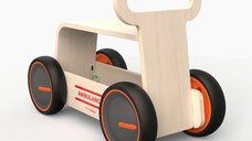 Jucarie din lemn 3 in 1 Ambulanta DriveMe Wood masinuta ride-on, premergator si carucior de jucarii MamaToyz