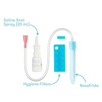 Kit aspirator nazal 3 in 1 FridaBaby cu spray cu apa de mare si 10 filtre igienice transparent - 1