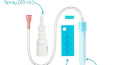 Kit aspirator nazal 3 in 1 FridaBaby cu spray cu apa de mare si 10 filtre igienice transparent