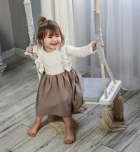 Leagan din lemn si spuma by BabySteps pentru copii WoodSwing catifea Velvet Mint - 3