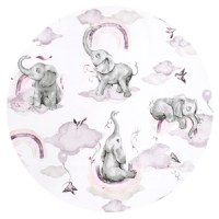 Lenjerie patut 3 piese Qmini cu protectie laterala din bumbac 140x70 cm Elephants on Rainbow Pink - 2