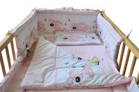 Lenjerie patut cu 5 piese 120x60cm Puppy Roz - 1