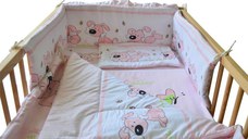 Lenjerie patut cu 5 piese 120x60cm Puppy Roz