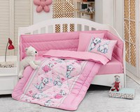 Lenjerie patut cu 6 piese Baby Ranforce Kitty Pink - 2