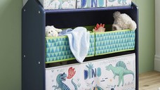 Organizator din lemn Ginger Home pentru jucarii cu 6 cutii textile Dinosaur