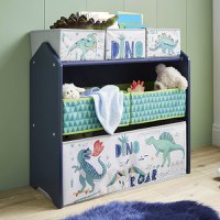 Organizator din lemn Ginger Home pentru jucarii cu 6 cutii textile Dinosaur - 1