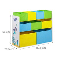 Organizator din lemn Ginger Home pentru jucarii cu 9 cutii textile Mermaid - 3