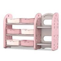 Organizator jucarii Nichiduta Birds Pink cu 6 cutii si polite - 1