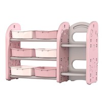 Organizator jucarii Nichiduta Birds Pink cu 6 cutii si polite - 2