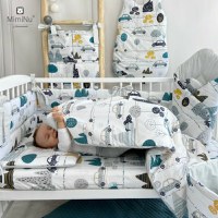 Organizator pentru patut MimiNu 6 compartimente Childrens Journey Grey - 2