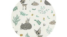 Paturica de infasat multifunctionala MimiNu cu volanase 75x75 cm Forest Friends MintGray