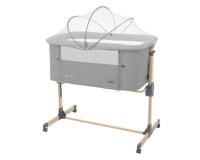 Patut Co-Sleeper cu roti si inaltime reglabila KikkaBoo Amaris Light Grey - 3