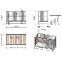 Patut copii din lemn Dominic 120x60 cm alb cu sertar - 1