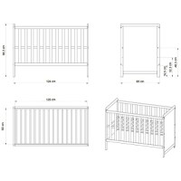 Patut copii din lemn Paula 120x60 alb - 1