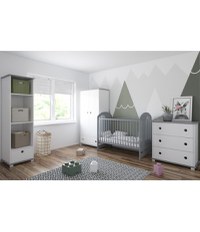 Patut din lemn pentru copii 124x66 cm cu sistem 3 bare detasabile Tymon Grey - 2