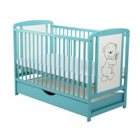 Patut din lemn Timmi BabyNeeds 120x60 cm cu sertar Mint - 7