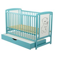 Patut din lemn Timmi BabyNeeds 120x60 cm cu sertar Mint - 2