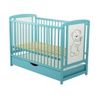 Patut din lemn Timmi BabyNeeds 120x60 cm cu sertar Mint - 4