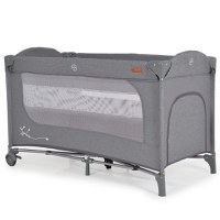 Patut pliabil Cangaroo cu 2 nivele si roti SkyGlow Grey - 1