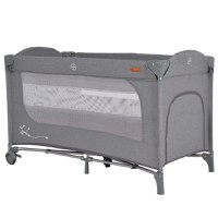 Patut pliabil Cangaroo cu 2 nivele si roti SkyGlow Grey - 11