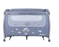 Patut pliabil KikkaBoo cu doua nivele si accesorii incluse Dreamy Bear Grey - 6