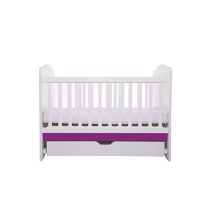 Patut Vessanti Como cu sertar alb cu violet + saltea cocos confort 120 x 60 x 12 cm - 2