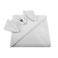 Prosop cu gluga cu urechi din bumbac 80x80 cm Gray Rabbit Qmini - 2