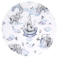 Prosop mare cu gluga Qmini 100x100 cm din bumbac si thermo fleece Elephants on Rainbow Blue - 1