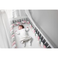 Protectie laterala Ricokids pentru patut, impletita 2 m roz - 2