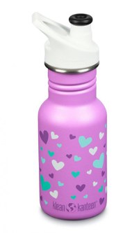 Recipient din otel inoxidabil 355 ml cu capac sport Klean Kanteen Kid Classic Narrow Orchid Hearts - 1