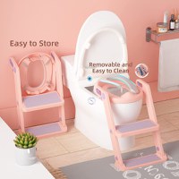 Reductor toaleta cu scara Little Mom Potty Training Pink - 6