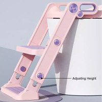 Reductor toaleta cu scara Little Mom Potty Training Pink - 2