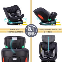 Scaun auto Diamond Deluxe i-Size Buf Boof cu Isofix rotativ 360 grade Top Tether 40-150 cm Black - 1