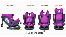 Scaun auto Tweety Plus Deluxe Buf Boof i-Size rotativ 360 cu isofix 40-150 cm UrsPurple