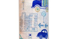 Scutec din muselina tetra 70x80 cm model Blue Cars in City