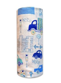 Scutec din muselina tetra 70x80 cm model Blue Cars in City - 1