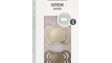 Set 2 suzete Bibs Supreme Silicon tetina simetrica 0 luni + VanillaDark Oak