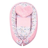 Set 3 piese New Baby Luxury Baby Nest cu paturica si pernuta in forma de inima Minky Cranberries - 6