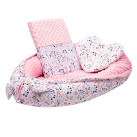 Set 3 piese New Baby Luxury Baby Nest cu paturica si pernuta in forma de inima Minky Cranberries - 2