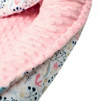 Set 3 piese New Baby Luxury Baby Nest cu paturica si pernuta in forma de inima Minky Cranberries - 3