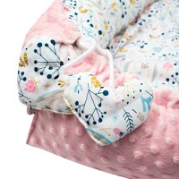 Set 3 piese New Baby Luxury Baby Nest cu paturica si pernuta in forma de inima Minky Cranberries - 4