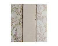 Set 3 scutece din muselina KikkaBoo 75x75 cm Secret Garden Beige - 1