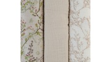 Set 3 scutece din muselina KikkaBoo 75x75 cm Secret Garden Beige