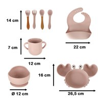 Set 9 piese diversificare hrana bebelusi din silicon Pink Crab - 5