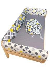Set aparatori laterale Maxi pentru pat Montessori 90x200 cm Romburi galben negru - 1