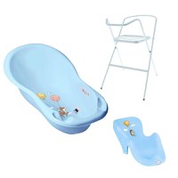 Set Cadita 102cm cu suport metalic si suport anatomic Forest Albastru - 2