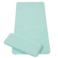 Set covoras antiderapant si genunchiera pentru baie bleu Clevamama - 8