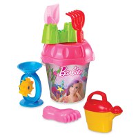 Set de joaca pentru nisip cu galetusa mare si accesorii Barbie Roz - 3