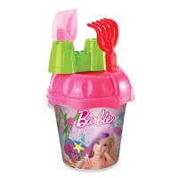 Set de joaca pentru nisip cu galetusa mare si accesorii Barbie Roz - 1